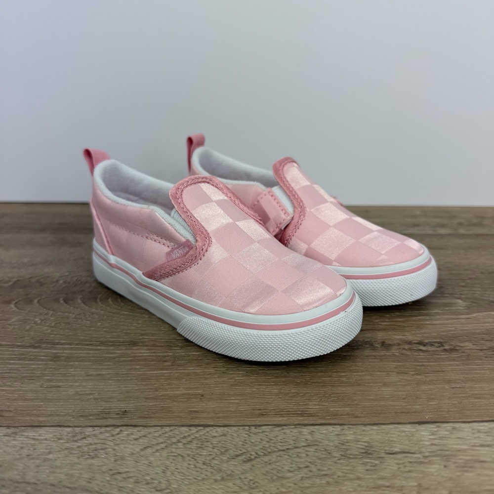 Vans Kids Pink Checkered Slip-On Sneakers